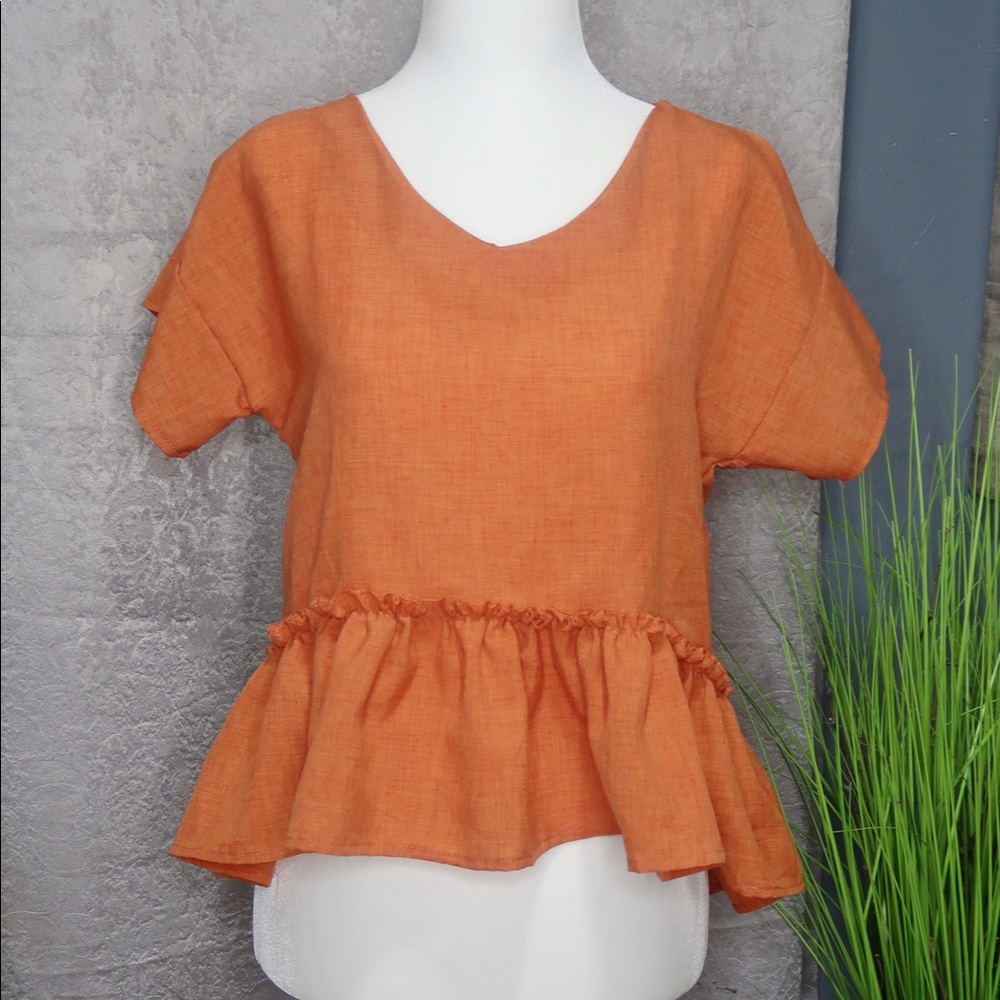 Orange V neck Top